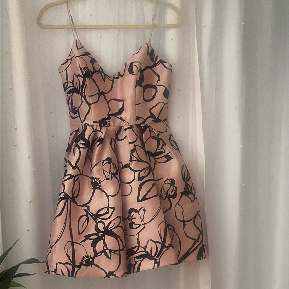 Jump Pink Dress with Black Floral Design
